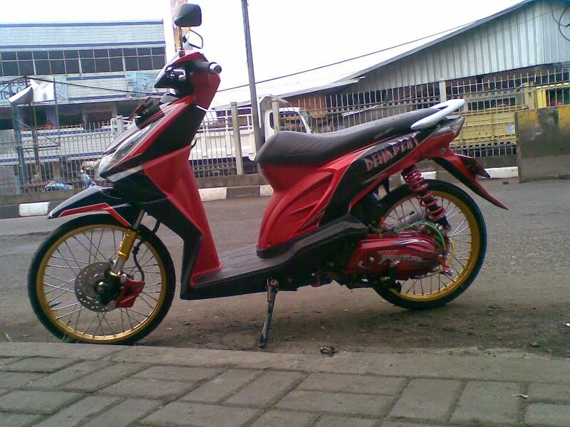 Honda Beat Hitam Modifikasi Drag