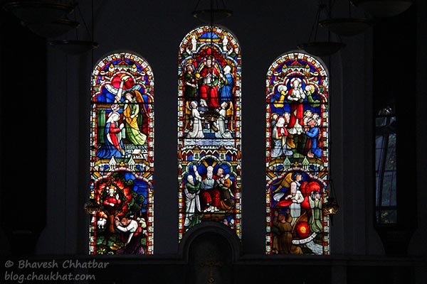 Stained glass work in St. Mary’s Church, Pune