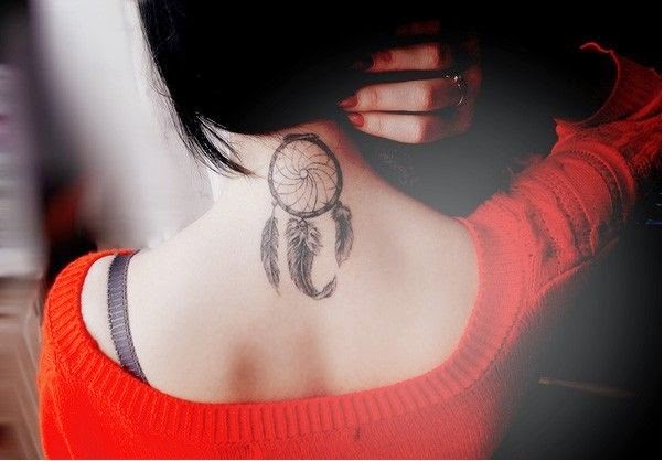 small back of neck Dreamcatcher Tattoos