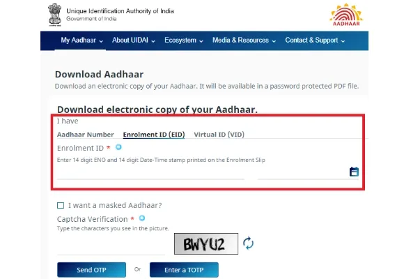 e-Aadhaar card download