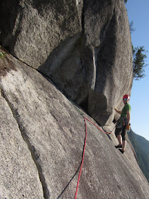 Aaron leading pitch 4 (5.5), the Skywalker traverse