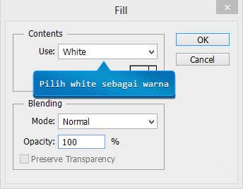 Fill dengan warna putih