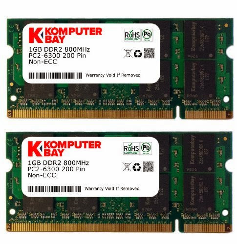  Komputerbay 2GB 2X 1GB DDR2 800MHz PC2-6300 PC2-6400 DDR2 800 (200 PIN) SODIMM Laptop Memory