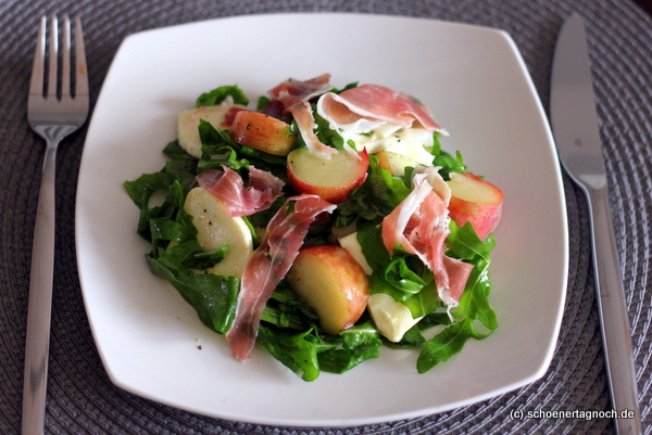 Nachgekocht Rucola Pfirsich Salat Mit Mozzarella Und Parmaschinken Schoner Tag Noch