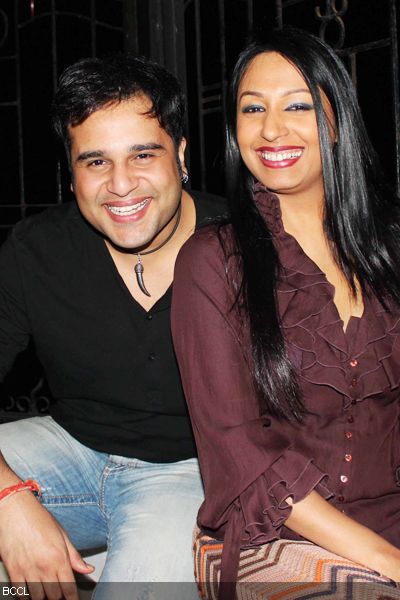 Krishna Abhishek with girlfriend Kashmera Shah during Deepshikha and Kaishav Arora's  first wedding anniversary bash, held in Mumbai on January 21, 2013. 