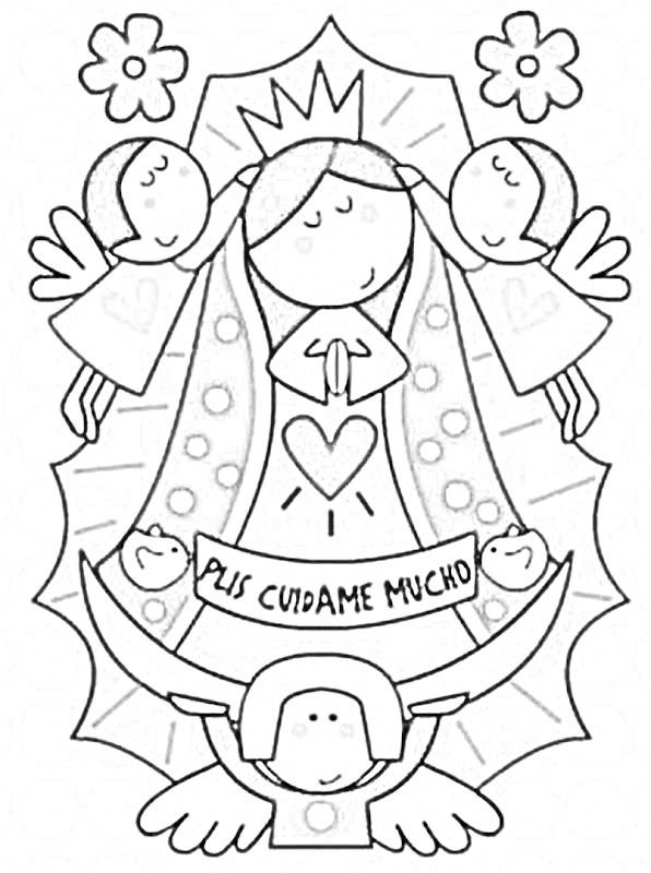 Virgen de Guadalupe fresita para colorear