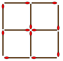 Desafio 1: mover apenas 3 palitos e obter 3 quadrados