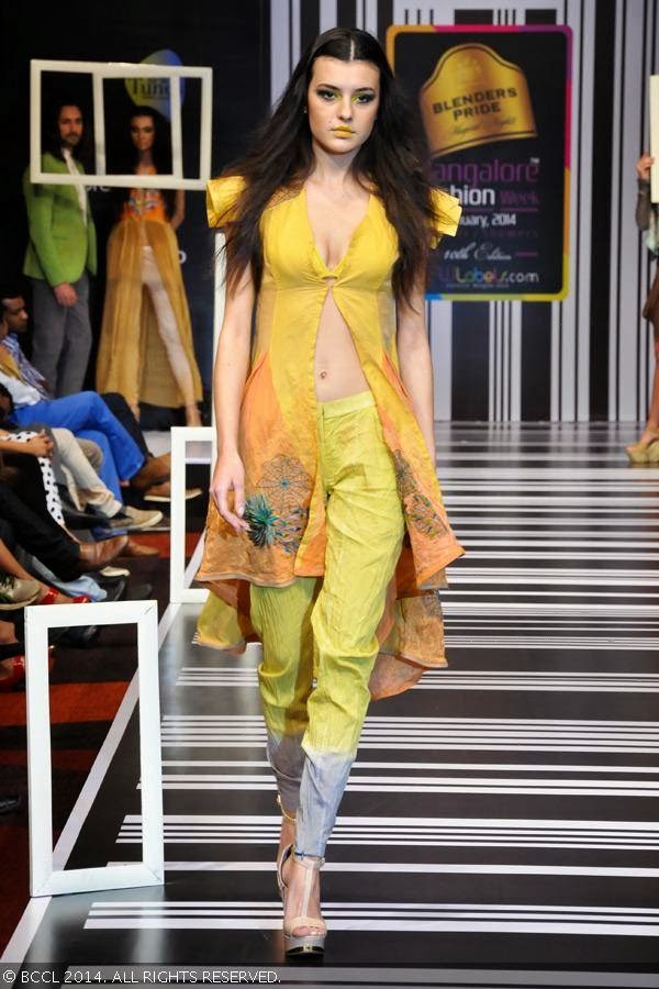 A model walks the ramp in a creation by designer Abhishek Dutta during Blenders Pride Bangalore Fashion Week.