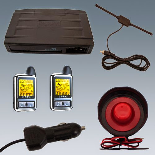  SPY Universal Big Size LCD 2 Way Car Alarm System with Remote Engine Start Starter Rechargeable Remote Control