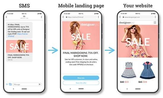 a campaign over SMS, a mobile landing page, and the website itself