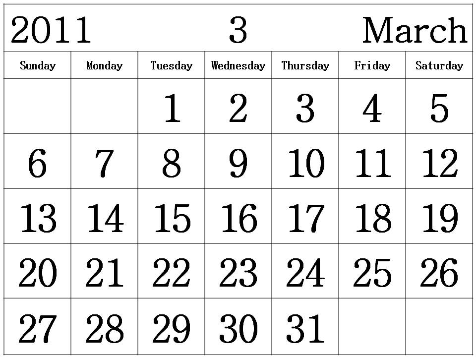 weekly calendar march 2011. March+2011+calendar+