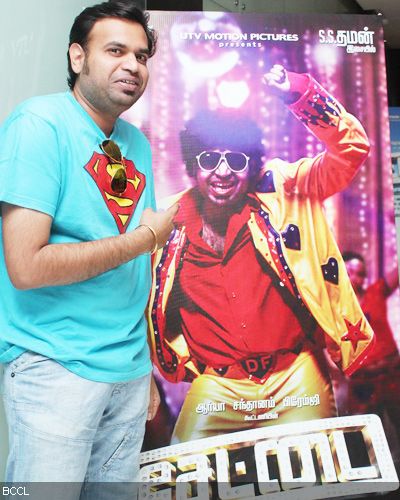 Premji Amaren during the audio launch of their movie 'Settai', held at Sathyam Cinemas in Chennai.