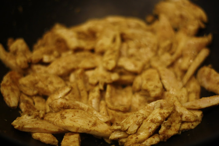 Indisk kyllingefilet med champignon og ris