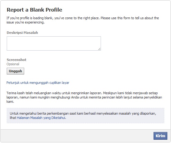 Report a Blank Profile