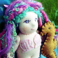 Mer-baby Marcella and her Seahorse - 7 1/2" Waldorf Doll 