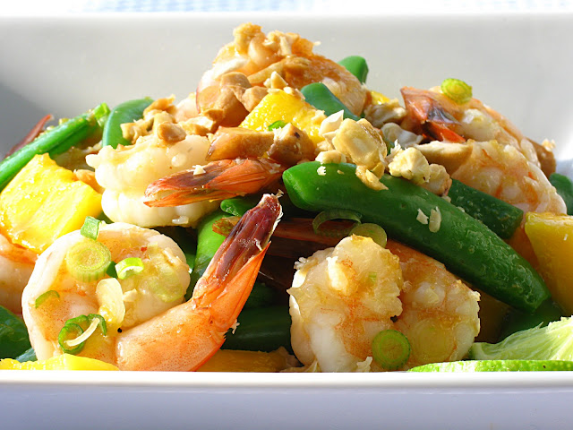 shrimp & snap pea salad with ginger-soy vinaigrette
