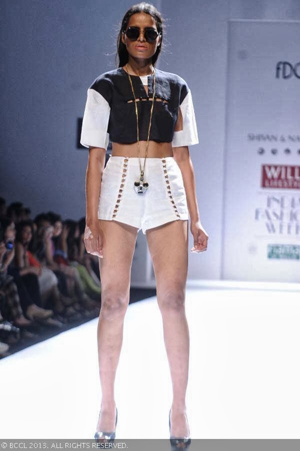 Preeti showcase a creation by fashion designers Shivan & Narresh on Day 2 of Wills Lifestyle India Fashion Week (WIFW) Spring/Summer 2014, held in Delhi.