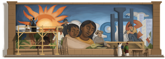 doodle por el 125º aniversario del nacimiento de Diego Rivera doodle Diego Rivera