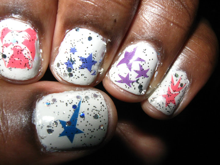 nails with skull & glossbones from opi, nail tattoos from bigRuby and sprinkle of twinkle from Nicole by opi
