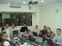 Raphaël and the first São Paulo user training class room; Renato teaching OpenERP Brazilian localization...