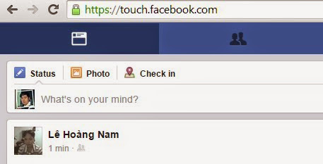 Giao điện Facebook Touch (mobile)
