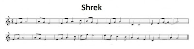 Aquí tenéis la partitura fácil de Shrek para flauta, violin, sax, trompeta, clarinete, tenor, soprano, trompa y otros instrumentos en clave de sol