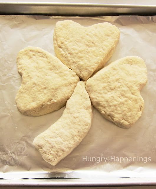 shamrock-shaped irish soda bread ready to go into the oven to bake