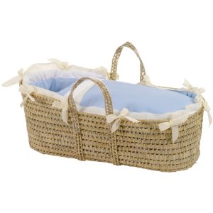 Picci Positano Carry Basket with Comforter and Pad in Blue and Cream