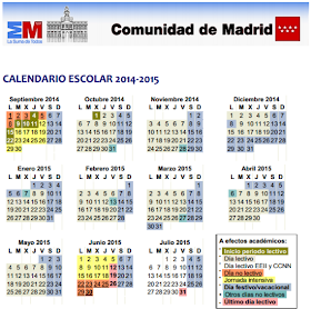 Calendario escolar curso 2014-2015 en la Comunidad de Madrid 