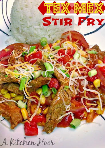 A mashup of Tex-Mex flavors combined with the quick and easy stir-fry style of Asian cuisine.  This Tex Mex Stir Fry #recipe is hubby approved and I'm sure it will be kid approved with your family, too!