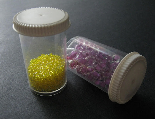 Seed Beads in Plastic Bottles