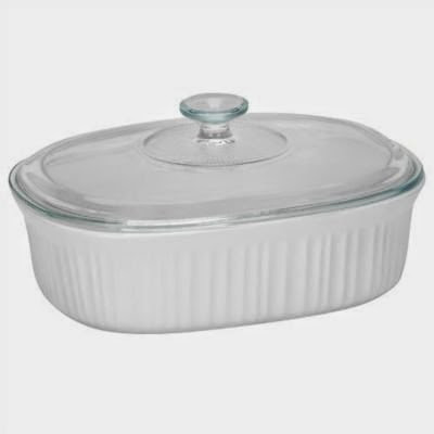  Corningware 1085593 French White 2.5 Qt Oval Casserole Dish w/ Glass Cover-1085593