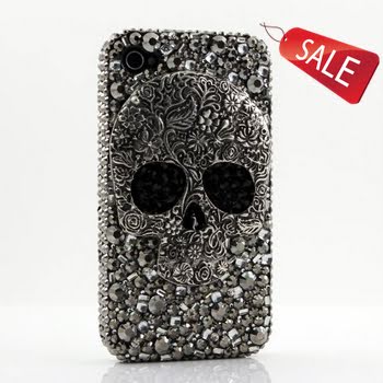 3D Swarovski Crystal Bling Case Cover for iphone 4 4S AT&T Verizo & Sprint Skull Design (Handcrafted by BlingAngels)