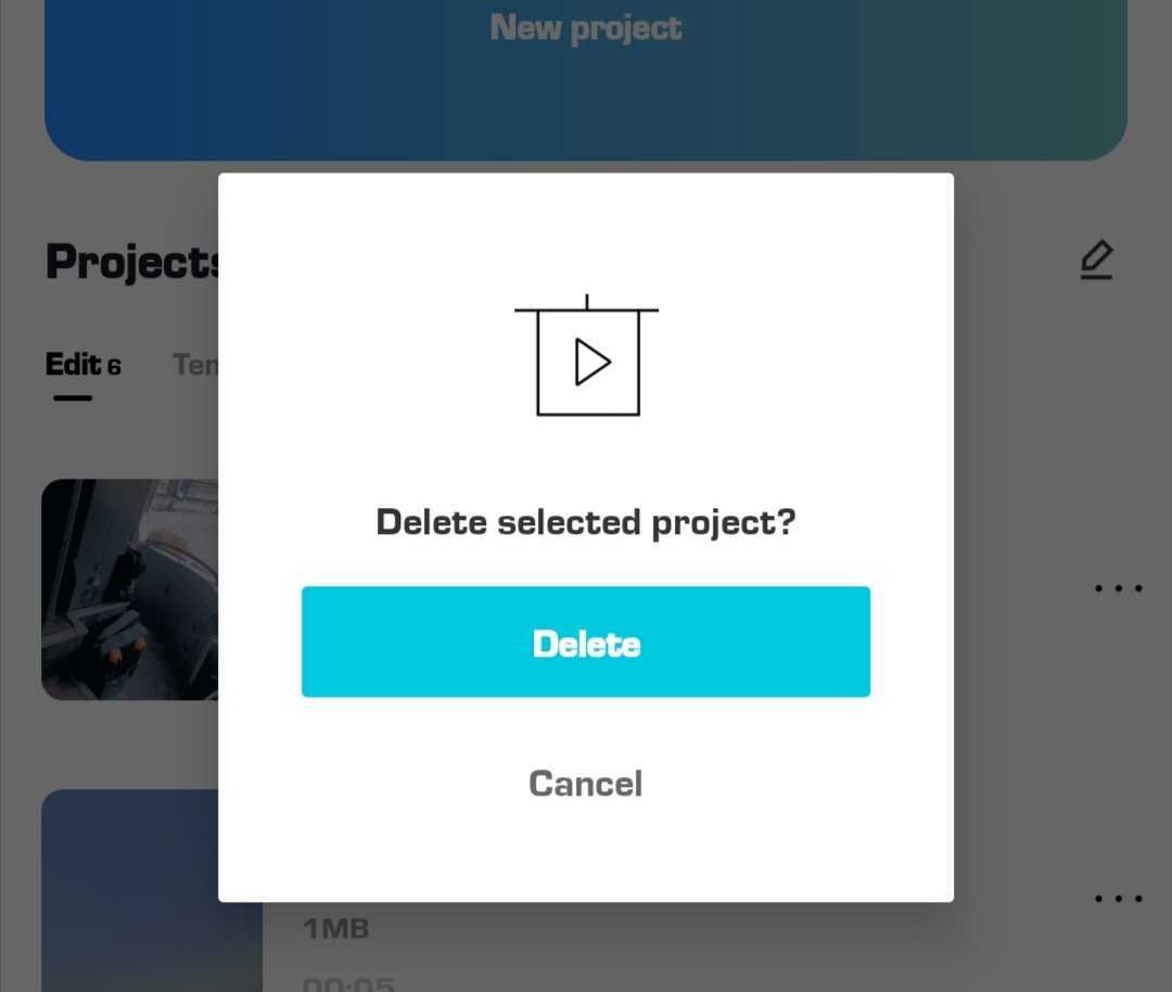 Deleting projects on CapCut