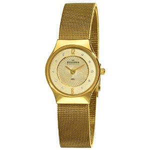  Skagen Women's 233XSGGG1 Steel Gold Swarovski Crystal Dial Watch