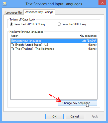 กำหนดคีย์สลับภาษาใน Windows 8 W8kb04