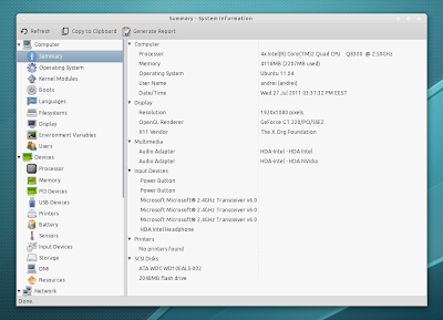 Hardinfo screenshot Ubuntu