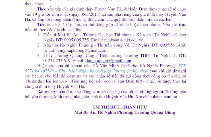 Thầy Hà: Vận động tổ chức Đêm thơ - nhạc “Huỳnh Vân Hà: Viên phấn trắng và Hoa cúc dại” Thungohuynhha2003+%281%291+-+Copy