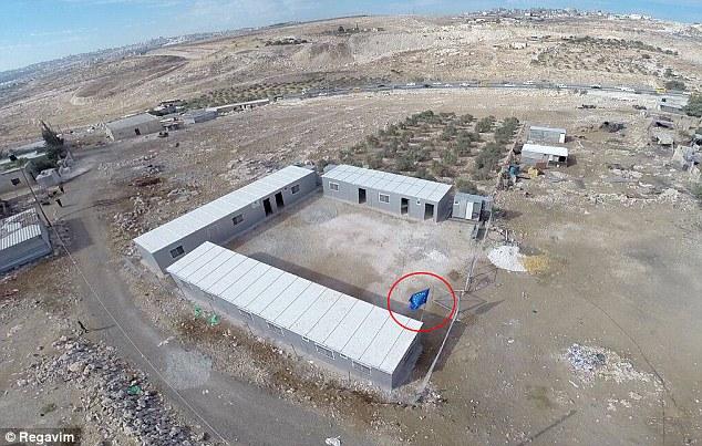 An apparently unauthorised Palestinian school funded by the EU flies the EU flag. It is located near Adam Junction, north of Jerusalem, in an area supposed to be under Israeli jurisdiction