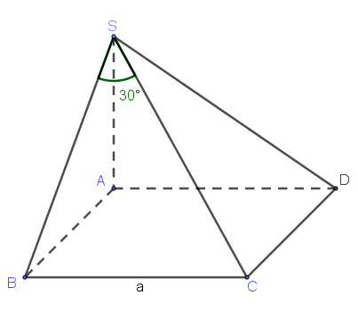 481. Cho hình chóp (S.ABCD) có đáy là hình vuông cạnh (a). Cạnh bên (SA) vuông góc với mặt phẳng đáy, cạnh bên (SC) tạo với mặt phẳng (left( {SAB} right)) một góc (30^circ ). Thể tích của khối chóp đó bằng</p> 1