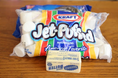 photo of a bag of marshmallows and a stick of butter