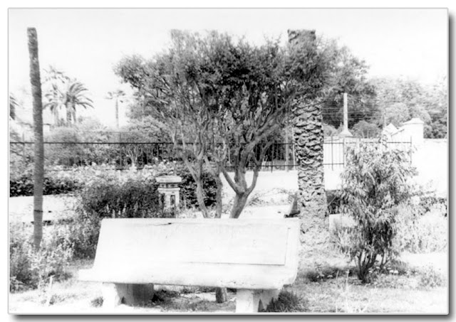 Jardines de la Pimienta, al fondo la valla que limitaba la estación de ferrocarril