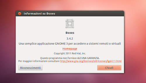 GNOME Boxes su Ubuntu 12.10 - info