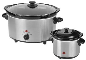  Kalorik 4.75-Quart Stainless Steel Slow Cooker with 0.75-Quart Stainless Steel Dipper