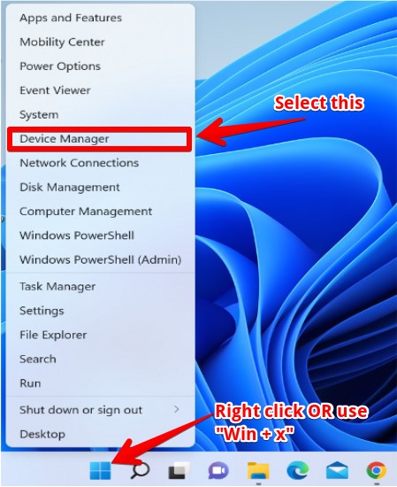 How to select device manager from windows  