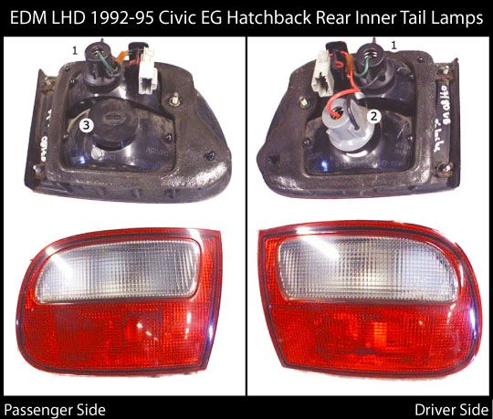OEM Honda Civic EF SH3 hatchback trunk rear outer tail light cover lid ROR blue