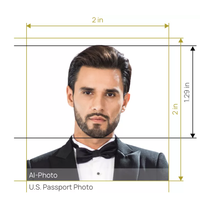 the standard example of U.S. passport photo