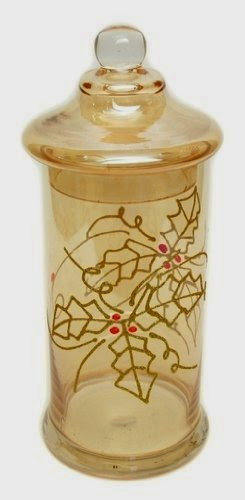  Tall Amber Holiday Glass Jar with Lid