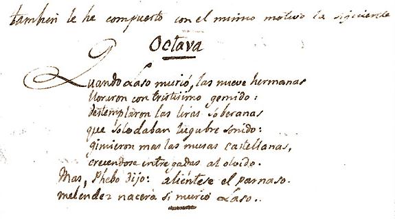 Carta de Cadalso a Nicolás Fernández de Moratín. Manuscrito 12.963 de la Biblioteca Nacional