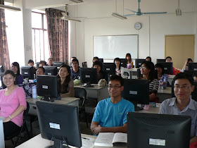 classroom in Nanning with computers in front of all the students